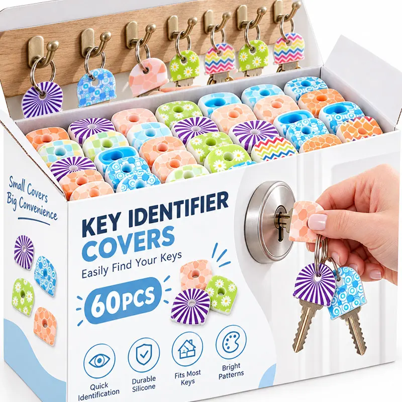 Mini Silicone Colorful Key Protection Cover Identification Marker Tags Caps Marking To Distinguish Ring Organization Accessory