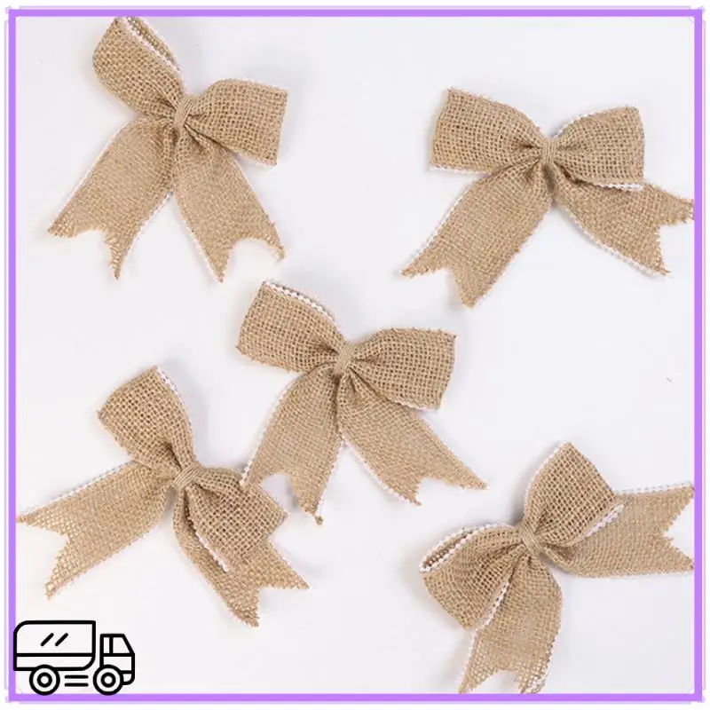 عالية الجودة 30 قطعة DIY التعبئة خمر الخيش الجوت الطبيعي هسه الانحناء الشريط الزفاف الديكور Mariage هدية صندوق التفاف Bowk #4