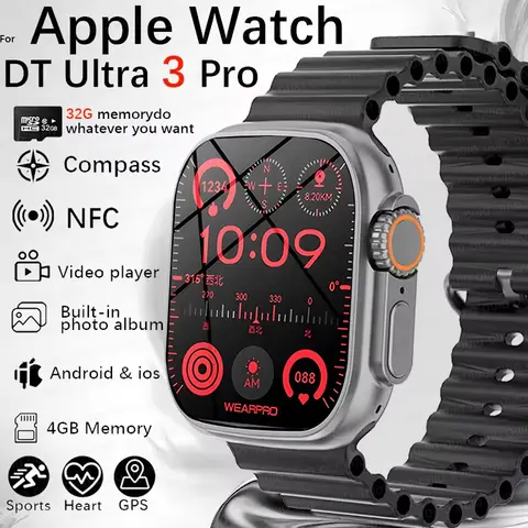 2026 New Original Watch DT Ultra 3 Pro Smart Watch Men Google map NFC GPS Tracker HD BT Call IP68 Waterproof smart watches Women