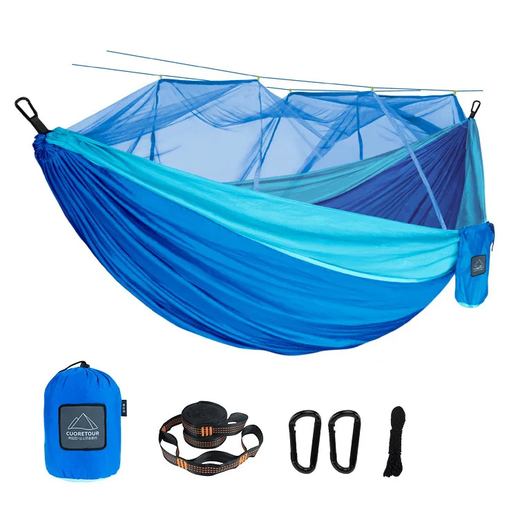 Outdoor Camping Portable Hanging Sleeping Single and Double Travel Hammock with Mosquito Net