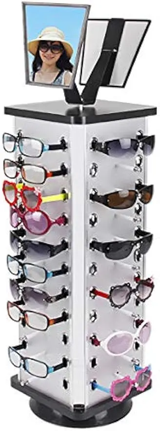 

Compact 4-Sided Glasses Display Rack - 10KG Bearing Capacity&Stainless Steel Balls, Easy Assembly&Cleaning (Black&Silver)