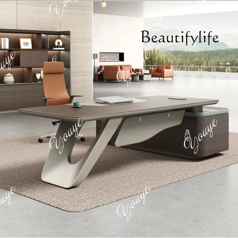 ZL Light Luxury Boss Table Modern European Executive Right Cabinet Gaming Desk Standing Designer Storage Bureau Meuble