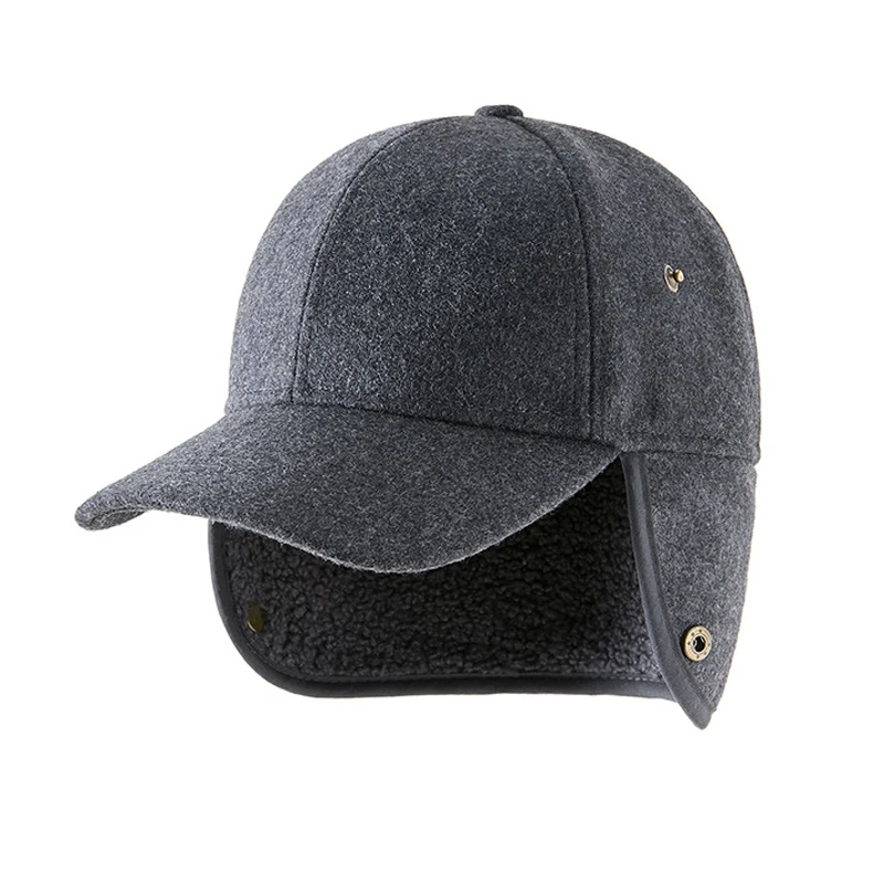 Cap Earflap Men Winter Fleece Hat Visor Sun Protection Warm Accessory For Holiday Running Sport Autumn Cold Weather