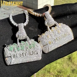 2023 New Iced Out Bling Money Bag Pendant Necklace 5A Zircon Lettrts In My Bag Charm Men's Women Hip Hop Jewelry