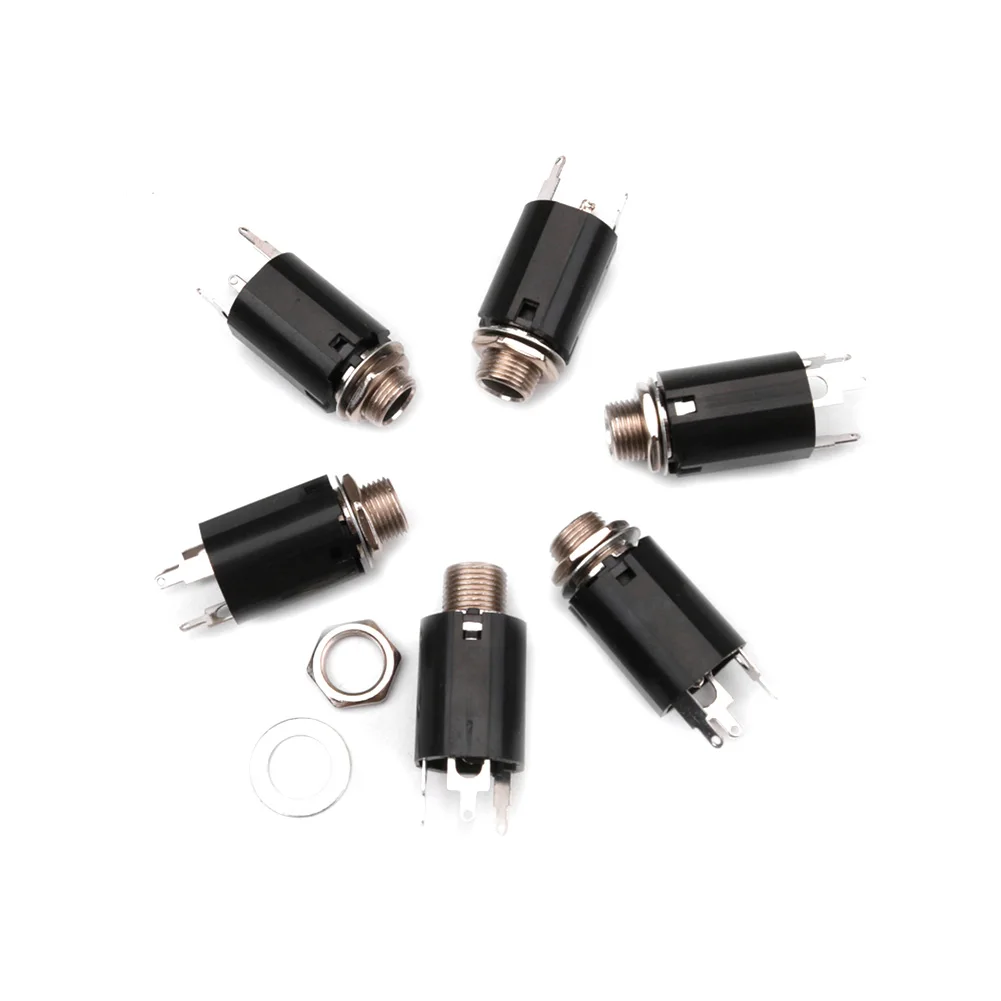 5pcs Acoustic Electric Guitar EQ Socket Plug 6.35mm Jack Stereo Output Socket