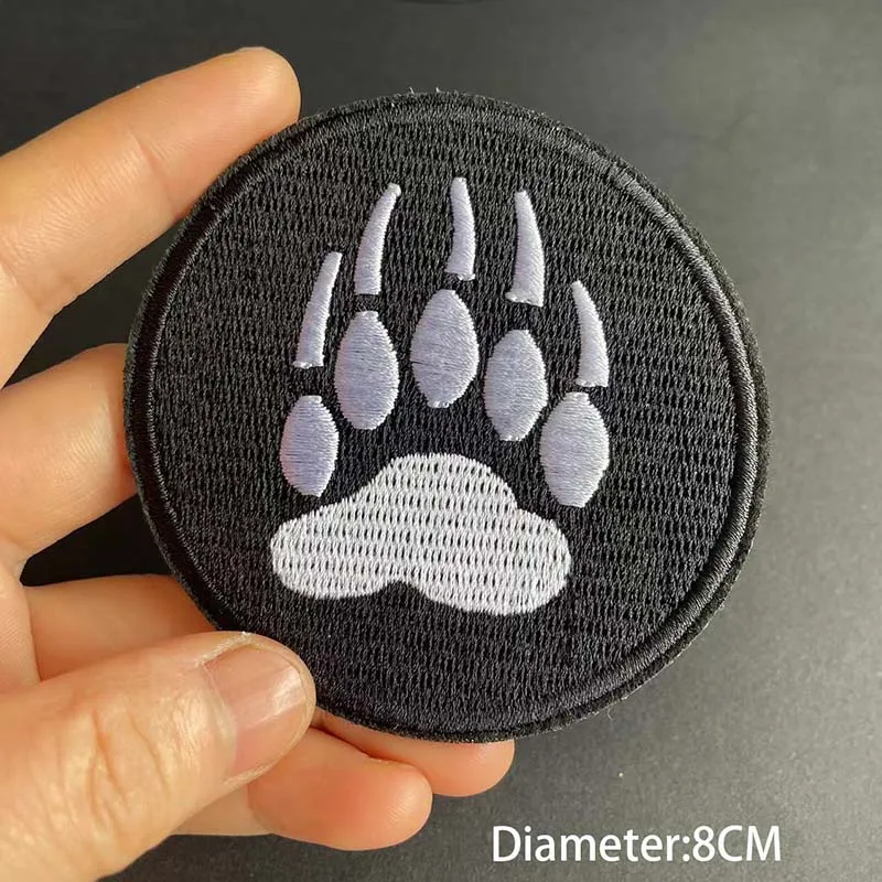 6 Stück/Schwarze Stoff-Applikationen, runde Abzeichen, Kleideraufkleber, Wolf, Pinguin, Bergmotiv, aufbügelbare Patches für Kleidung, Rucksack – Detail 7