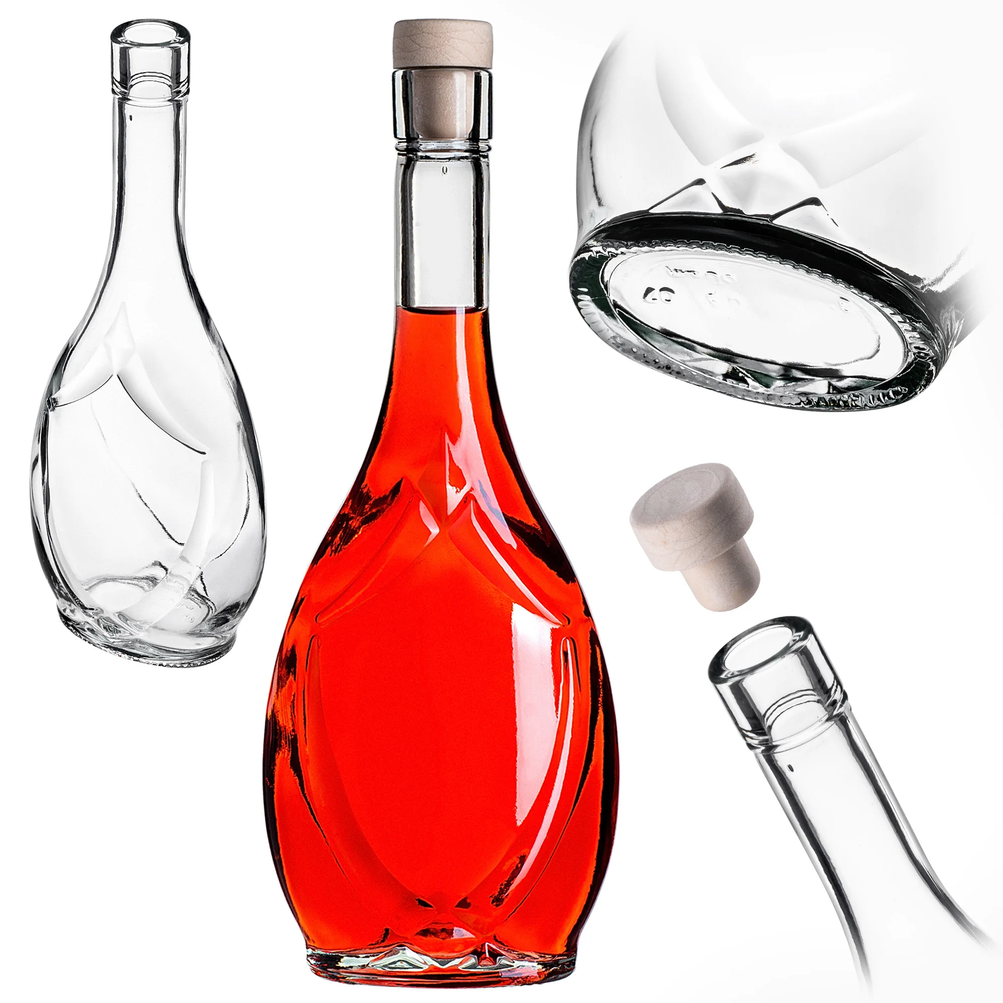 KADAX glazen fles voor tinctuur 500 ml met synthetische stop 5 stuks