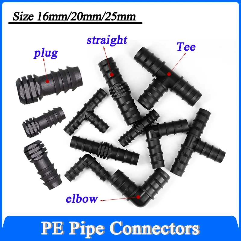 16/20/25mm Pagoda Tee Connector Watering 3-Ways for Garden Micro Drip Irrigation 1/2'' PE Pipe Tubing Hose Fitting Accessory