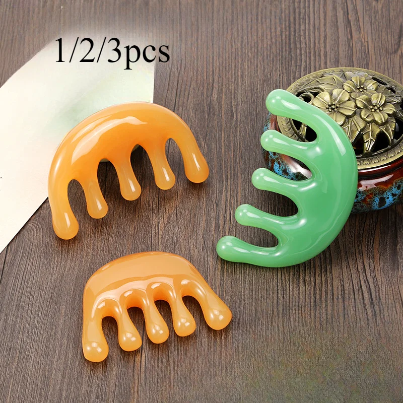 

1/2/3pcsFive-tooth meridian massage comb resin head point massage instrument five-claw decompression portable small comb