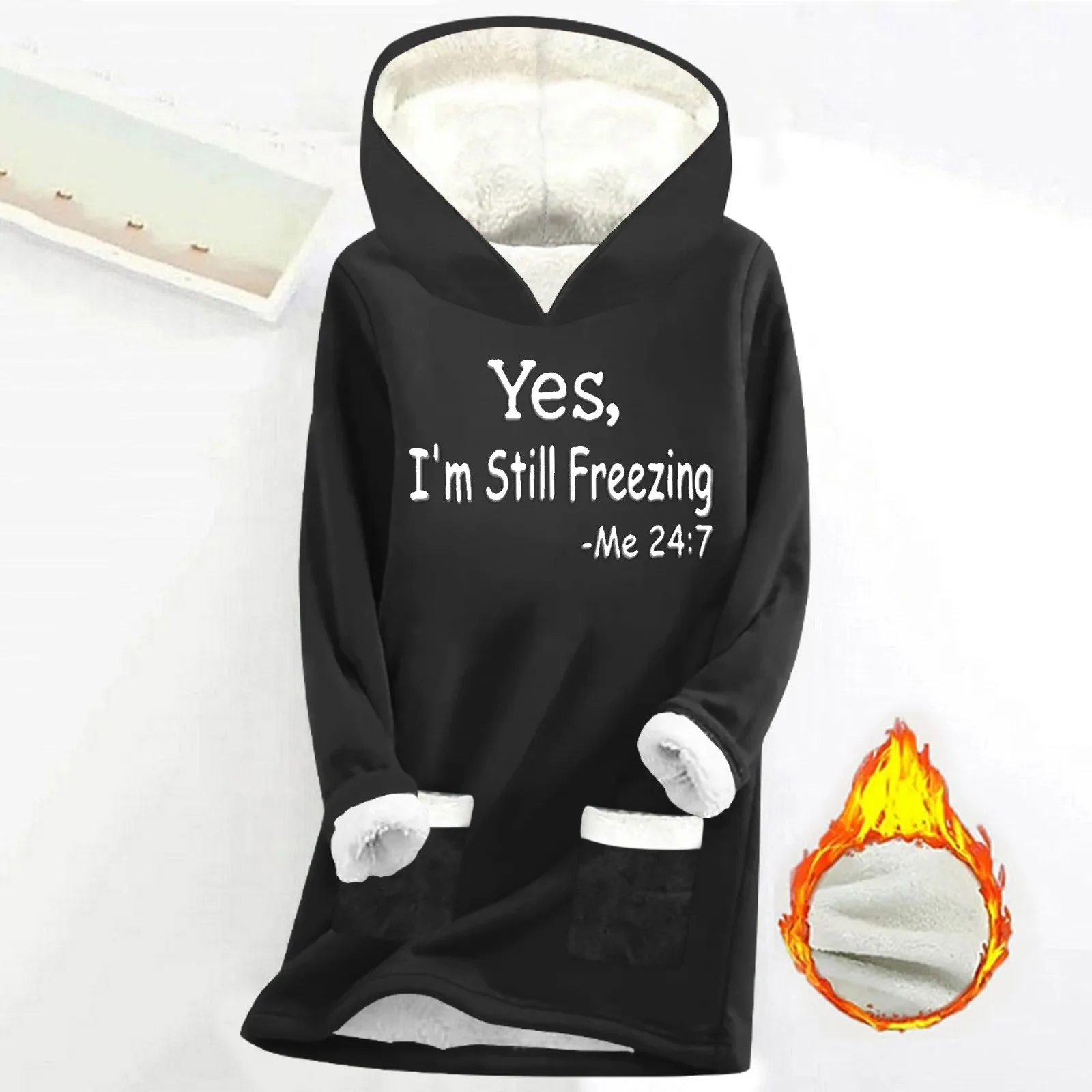 Women's Winter Warm Hooded Sweatshirt Inner Layer Plush Pullover Top Letter Print Thermal Women Hoodie Streetwear Clothes 0.65kg