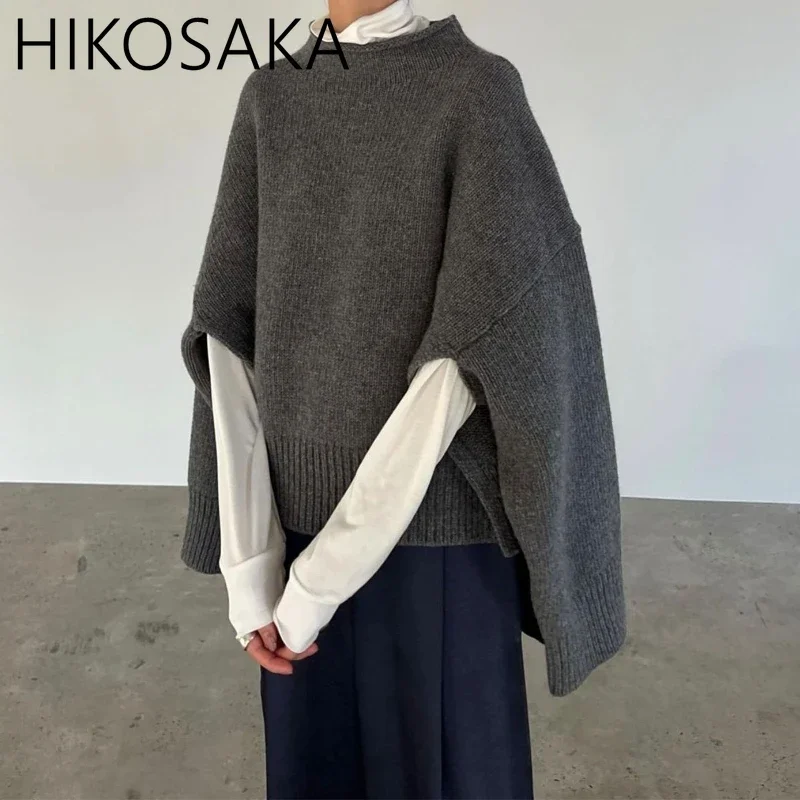 

Japanese Style O Neck Long Sleeve Loose Shawl Tops Casual Solid Temperament Woman Sweaters Simple Fashion Elegant Women Clothing