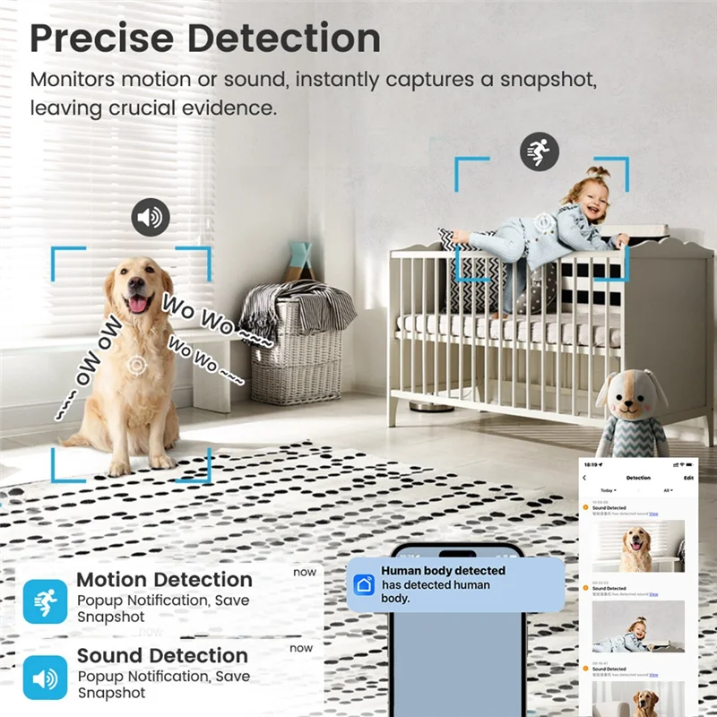 A86I-Tuya Wifi USB ミニカメラ 3MP 高度なセキュリティカメラ、モーション検出と双方向オーディオ HD カメラ付き