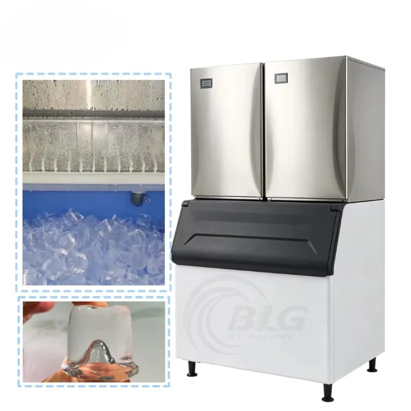 Airo Commercial Gourmet Ice Cube Maker, Professional Ice Making Machine with Ice Storage Bag