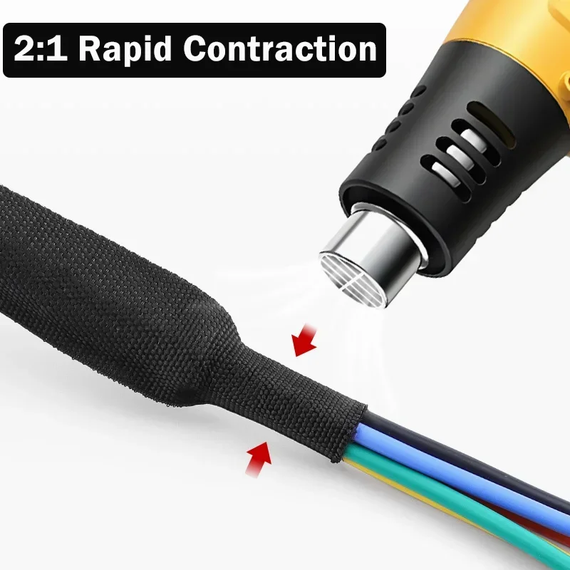 Heat Shrink Braided Cable Sleeve 4~30mm PET Heat Shrink Tube Contraction Insulation Flam Retardant Wire Wrap Sheath Protection