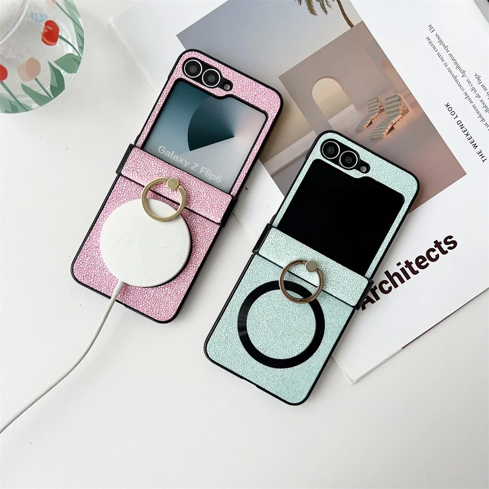 for Magsafe Ring Holder Bracket Case for Samsung Galaxy Z Flip 6 5 4 3 flip6 Magnetic Stand Wireless Charging Shockproof Cover