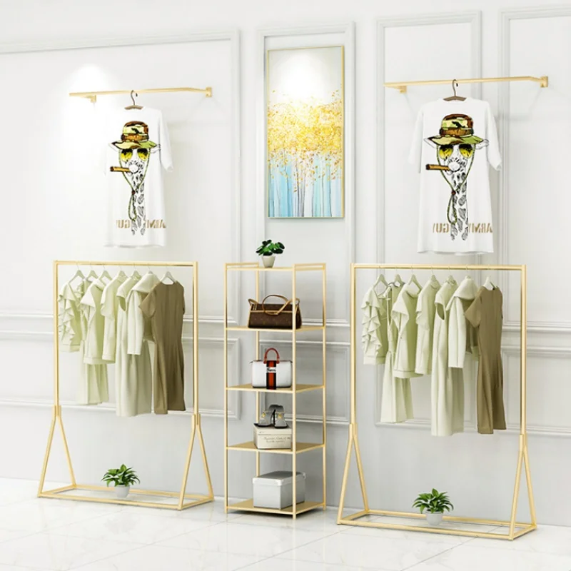 

Custom, metal garment commercial clothing shop clothes fashion gold coat dress suit display stand rack