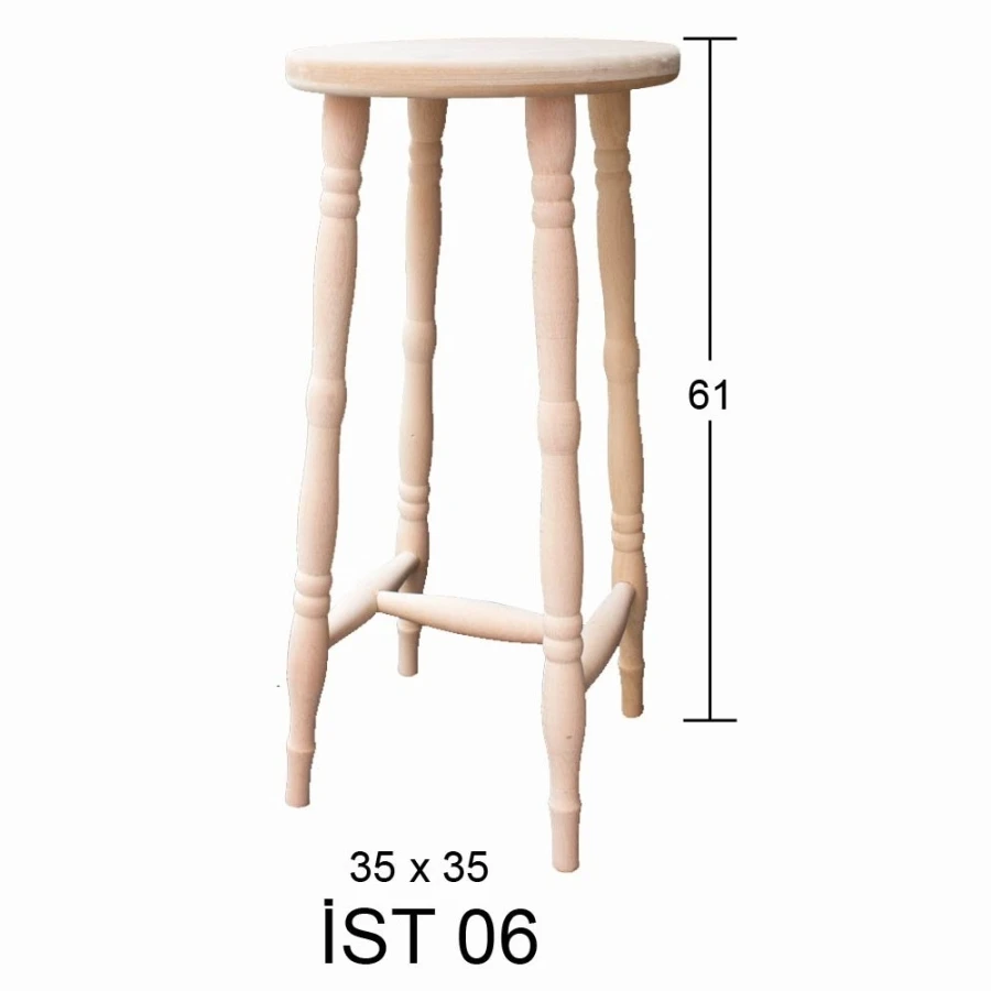 St06 60cm lathe stool, raw wood Mdf stool