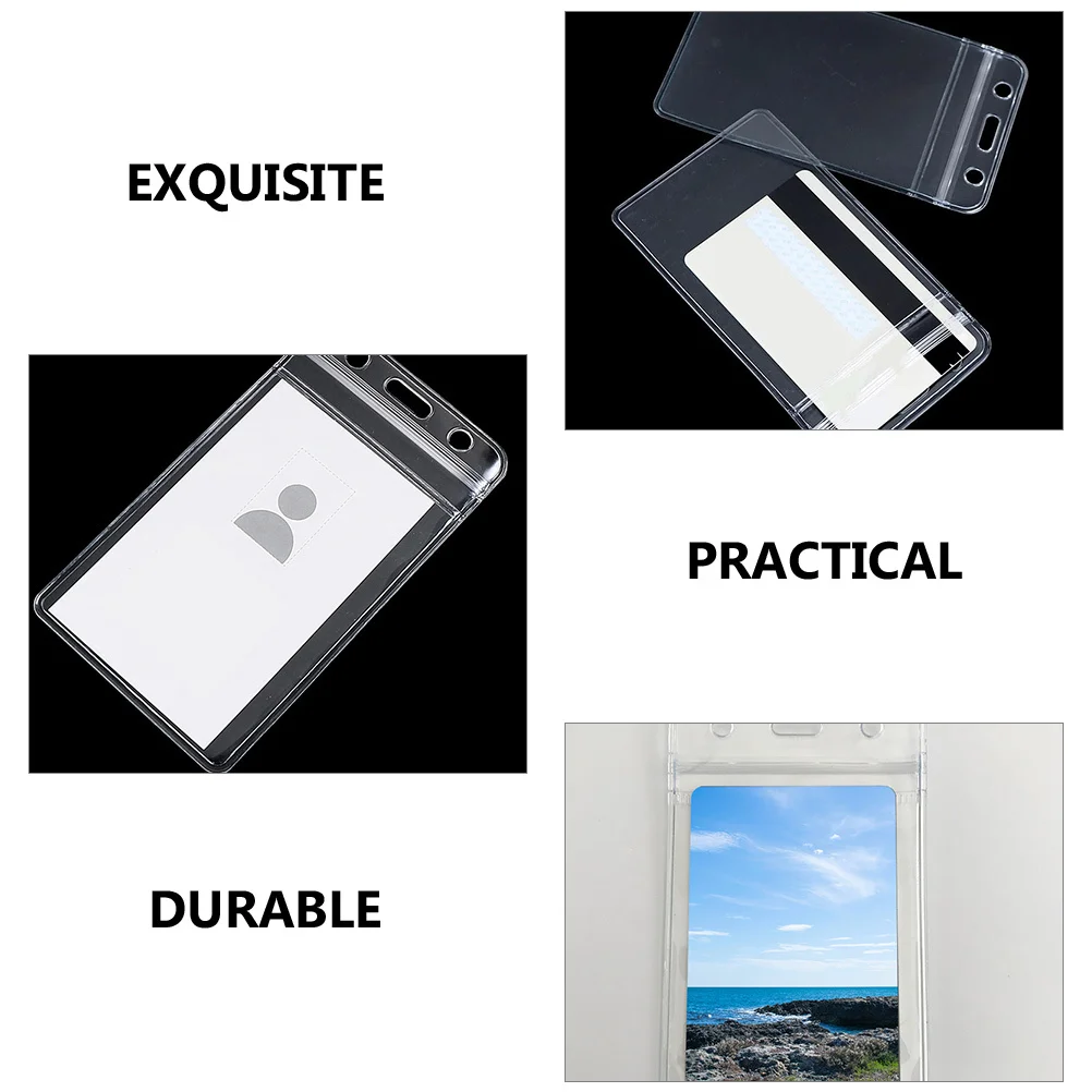 20 قطعة حامل بطاقة الهوية مقاوم للماء واضح بولي كلوريد الفينيل شارة كم عمودي اسم شارة حامي لمكتب مدرسة مستشفى الموظفين بطاقة