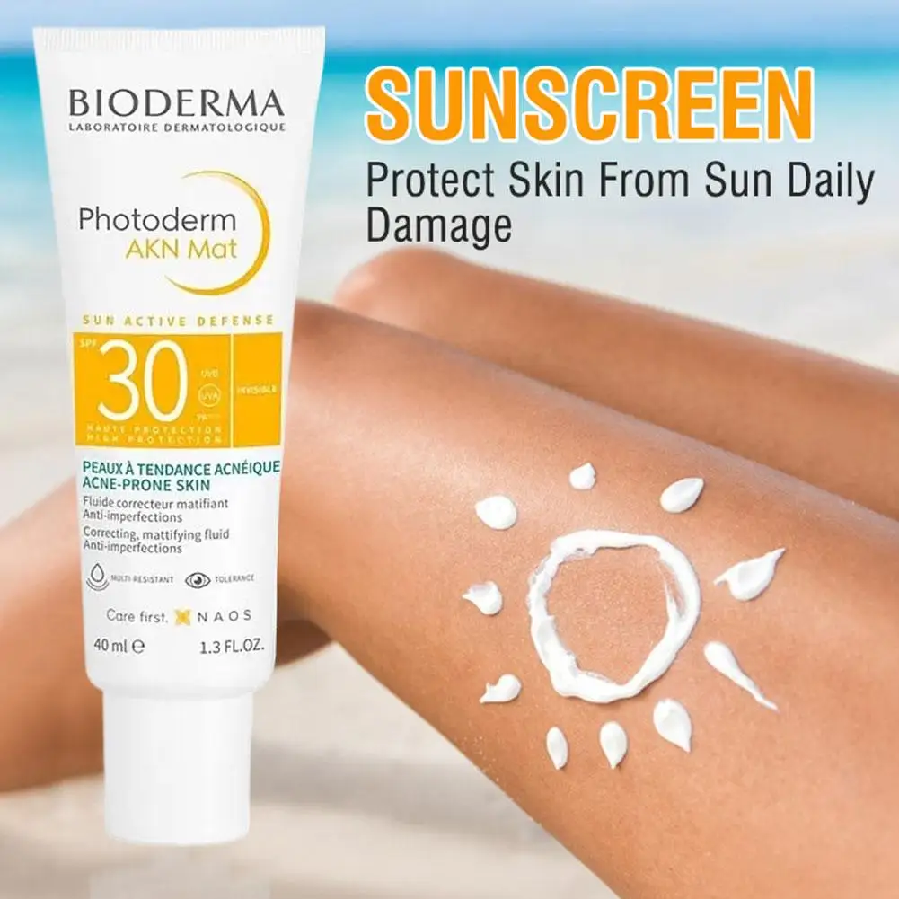 Protector solar corrector de aspecto mate Bioderma para pieles propensas al acné, SPF30, fluido de protección UV de larga duración, ligero y no comedogénico