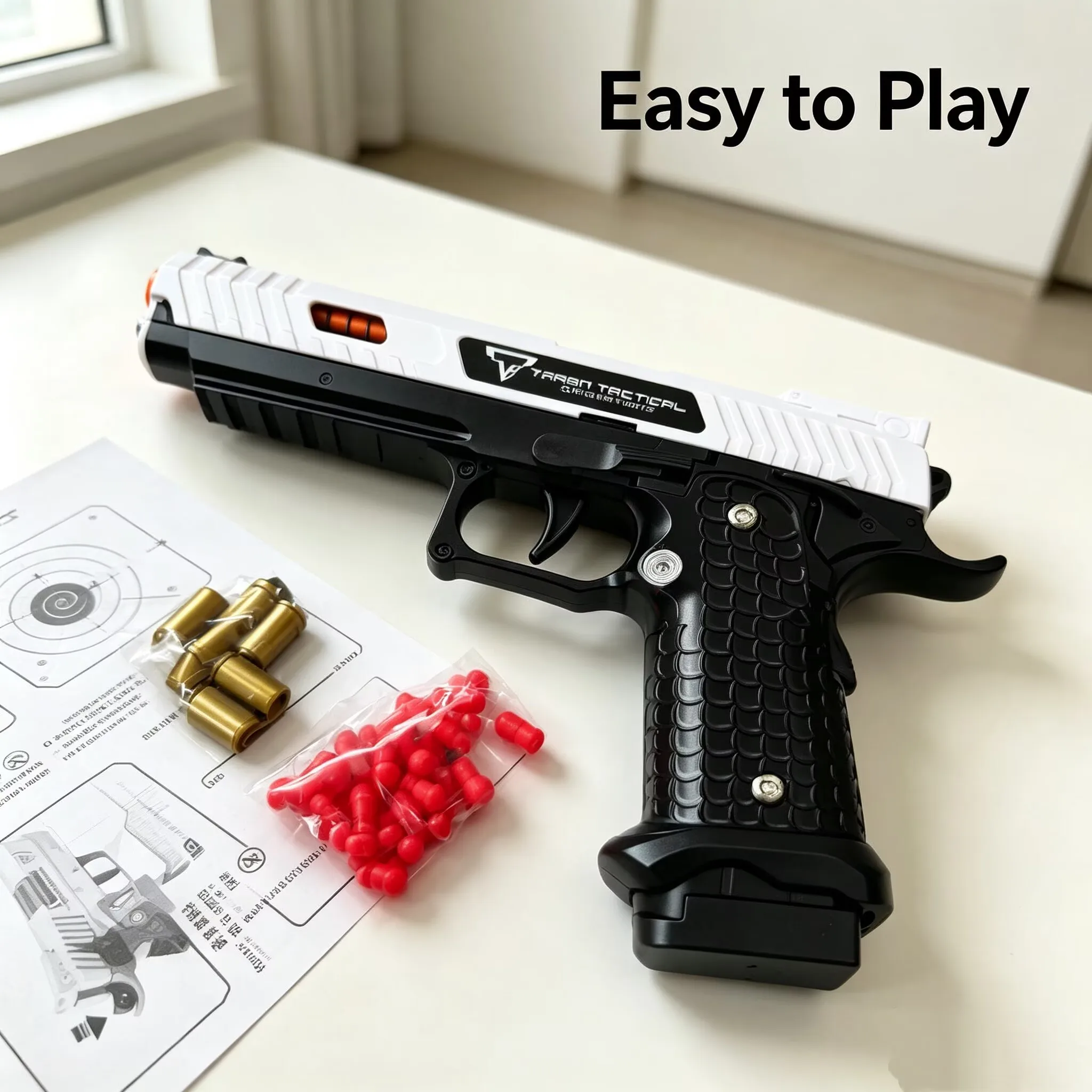 TOY GUN WITH EJECTING SHELLS SOFT BULLET SHOOTING TOY FOR KIDS OUTDOOR GAME PLAY TOY MODEL