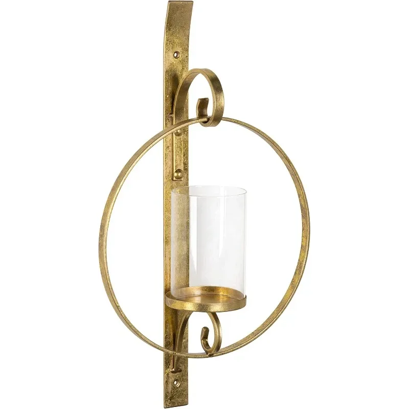 

Laurel Doria Metal Wall Candle Holder Sconce, Gold