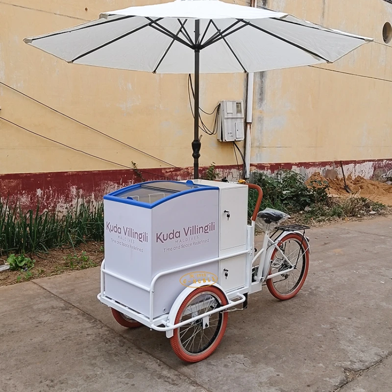 Summer new ice cream truck 138L capacity refrigerator tricycle night market stall cold drink ice cream truck