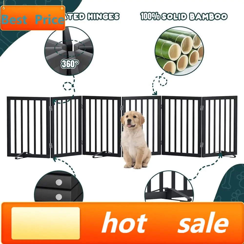 

PromotionPromotionExtra Wide 6-Panel Freestanding Pet Gate, 24 High, Holds Dogs Indoor, Expands to 110 Wide - Black