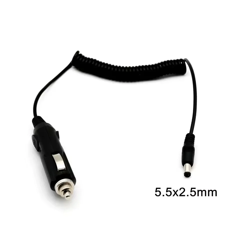 1.5M Coiled Spring Car Cigarette Lighter Power Supply Cord 12V 24V DC 5.5×2.5mm Male Plug 3A Fuse For Auto Electronic Devices