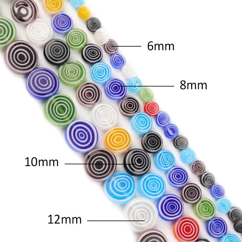 1 Strand Glass Beads Colorful Lampwork Circles Beads Flat Round Loose Space Beads For DIY Jewelry Making Necklace Bracelet