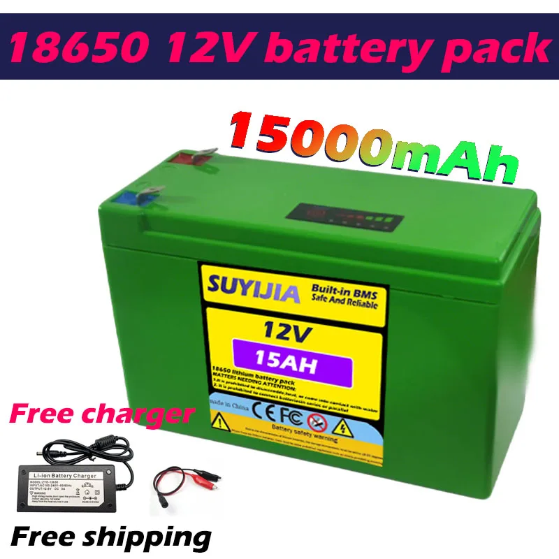 

100% Оригинальный литиевый аккумулятор 12В 15Ач 20Ач 18650, перезаряжаемый, для солнечных систем хранения энергии и электрического освещения, с зарядным устройством 12В 3А