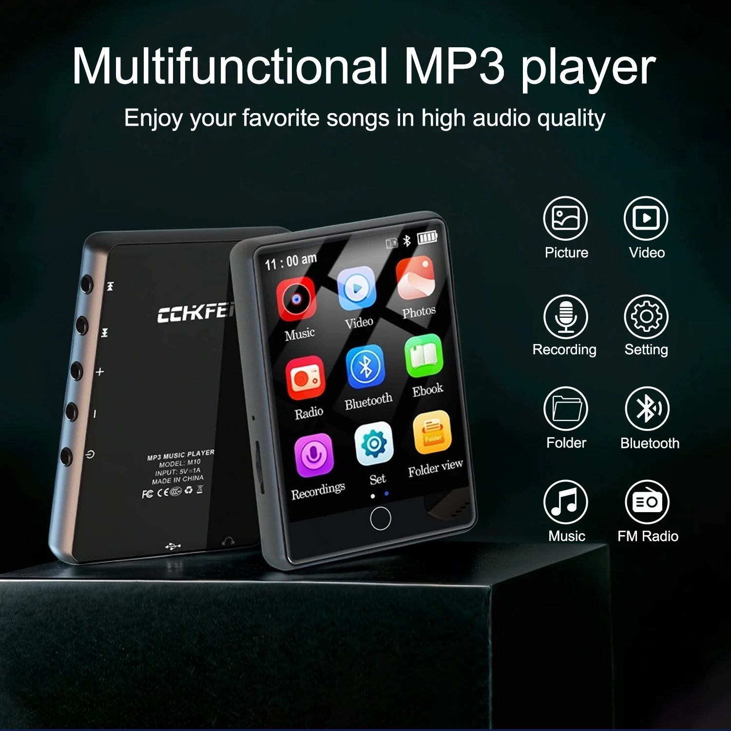 64GB MP3 Player Bluetooth 5.1, 2.8-inch Touch Screen Music Player, Portable MP3 Player with HD Speakers, High Fidelity Lossless