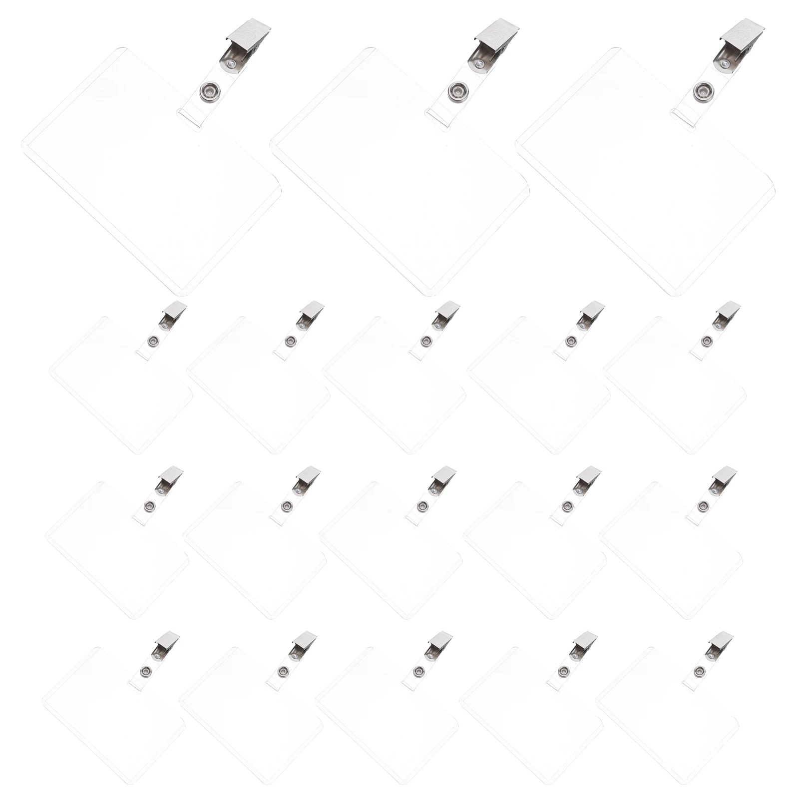 

50 set Id Badge Holder Waterproof Clear Horizontal Name Tag Holder With Clip For Office Work Factory Environment Clear Plastic