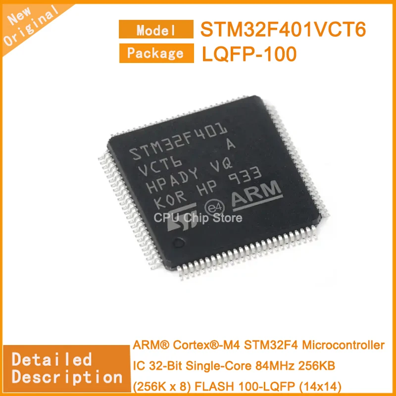 5Pcs/Lot New Original STM32F401VCT6 STM32F401 Microcontroller IC 32-Bit Single-Core 84MHz 256KB (256K x 8) FLASH 100-LQFP