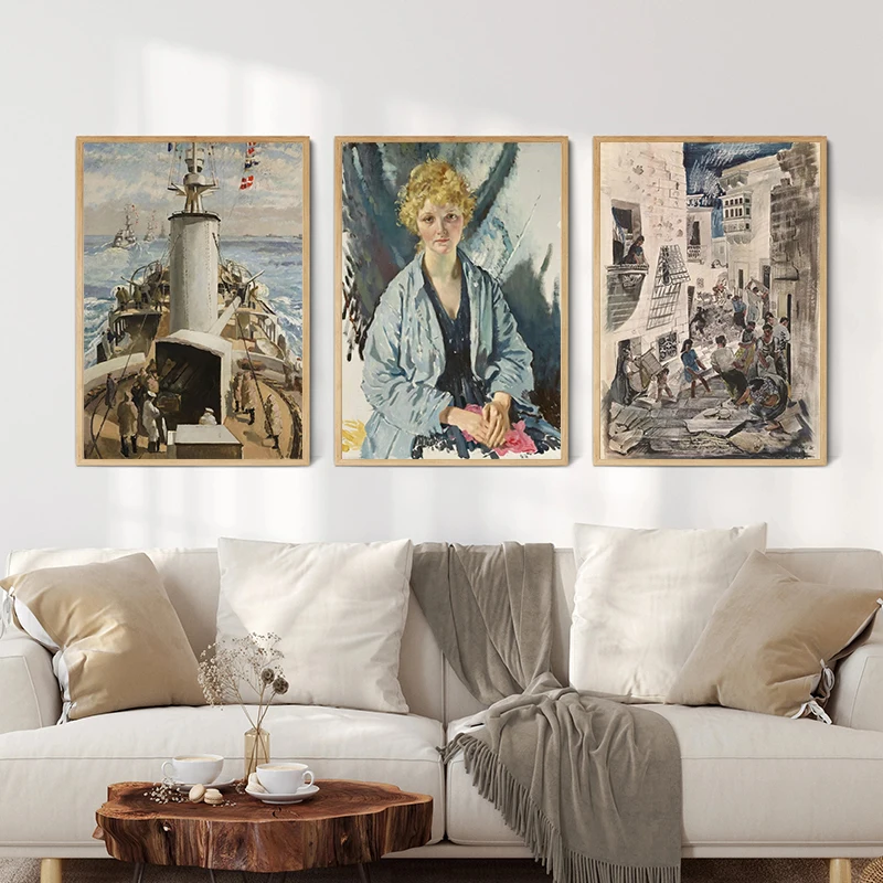 HMS Belfast المظلة الطائرات الحرب الألوان المائية قماش اللوحة المشارك طباعة جدار صورة فنية لغرفة المعيشة ديكور غرفة نوم