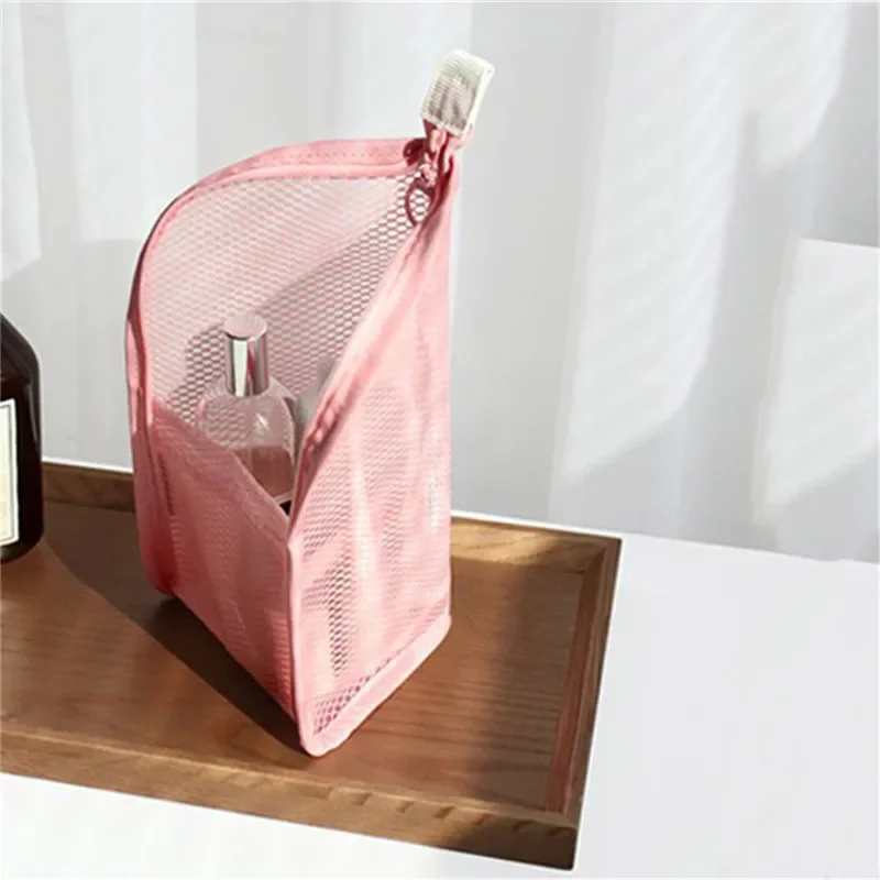 1 Pc Folding Zipper Travel Makeup Brush Bag Portable Mesh Cosmetic Bag Travel Makeup Bag Toothbrush Washing Organizer