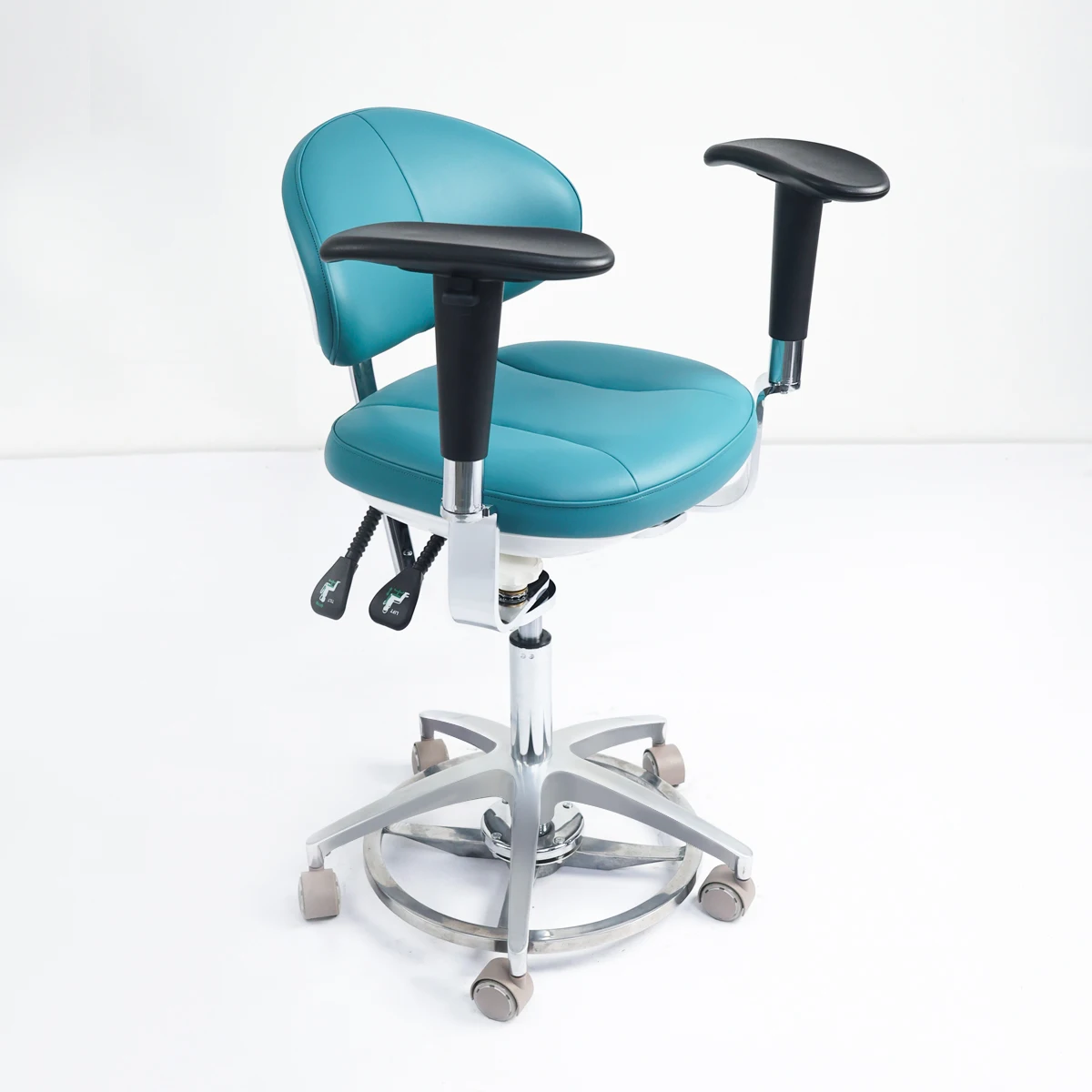 Blue Dental Stool with Armrests, Height Adjustable Medical Office Chair for Dentist Clinic