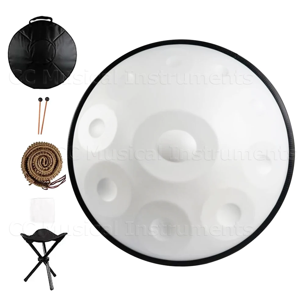 Professional Steel Tongue Drum, White Handpan Drum, Music Instrument, Beginner, Jazz, Yoga, Meditation, Gift, 22\