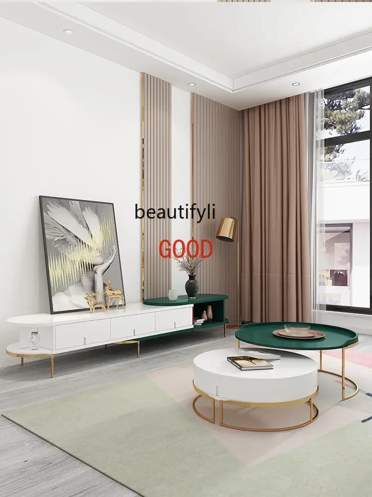 Tavolino da salotto Mobile TV Combinazione tavolino rotondo a scomparsa