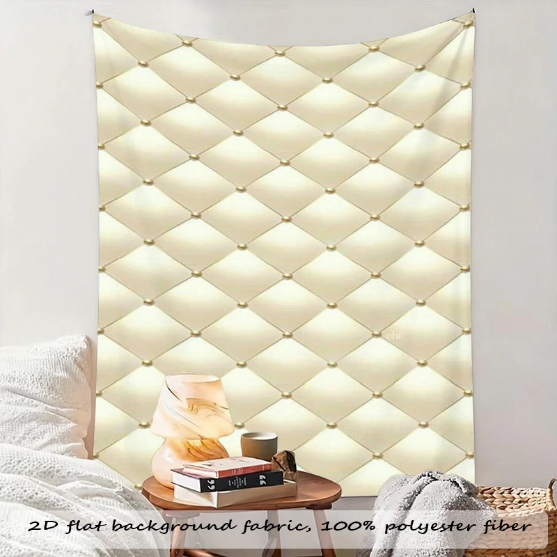 1PC Beige Leather Diamond Art Print Backdrop Banner, Bedroom Living Room Photo Background, Polyester, Home Decor, Wall Art