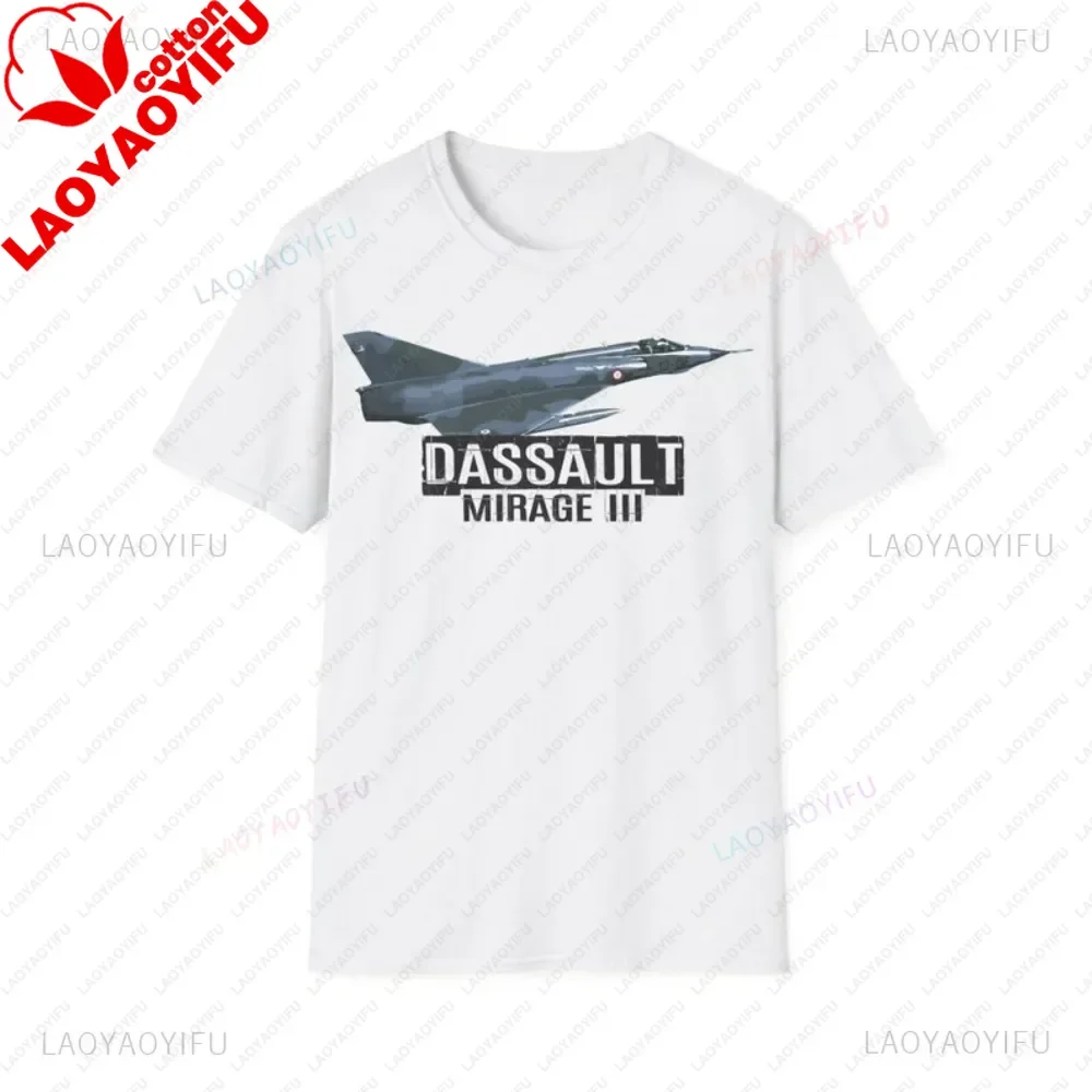 Dassault Mirage Fighter Jet Cotton T-Shirt Military Plane Actual Picture Aircraft Historic Aviation Gift Military Enthusiasts