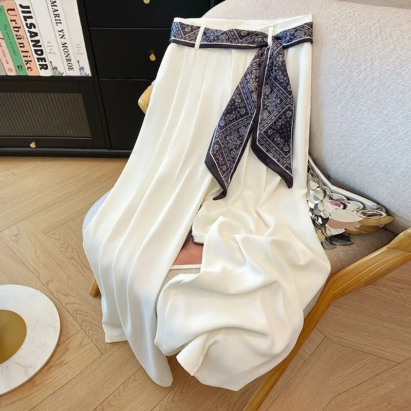 Nowe spodnie z wysokim stanem, prostymi nogawkami i szerokimi nogawkami, efekt obniżonych kropli, odpowiednie zarówno dla kobiet, jak i mężczyzn, modne i codzienne, styl letni.