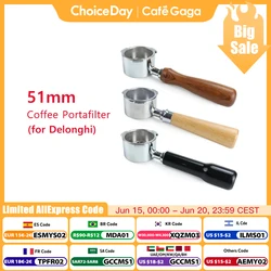 51mm Coffee Bottomless Portafilter Wood Handle For Delonghi Dedica ec680 ec685 Replacement Filter Basket Barista Accessories
