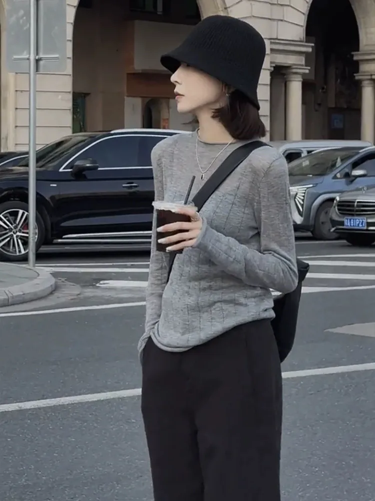 2025 Primavera/Autunno New Fashion Maglione di lana Pullover lavorato a maglia da donna Allentato O-Collo Versione coreana Top a maniche lunghe Abbigliamento femminile