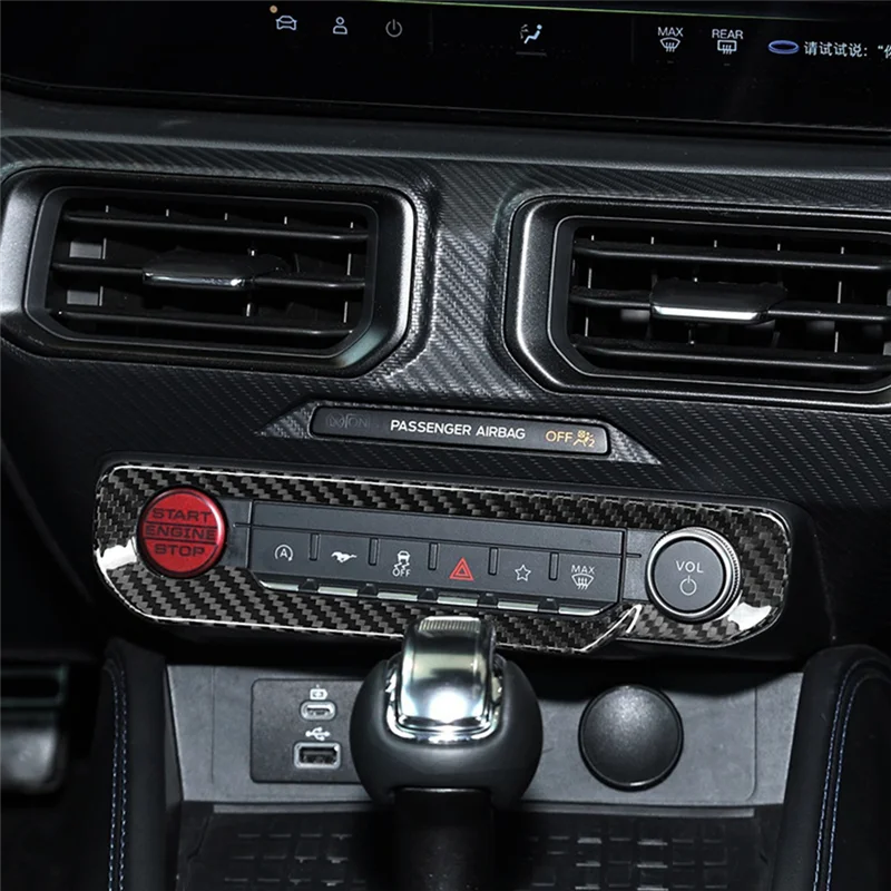 

Carbon Fiber Sticker Interior Trim For Ford Mustang GT 2024 2025 Car Central Control Star Button Panel