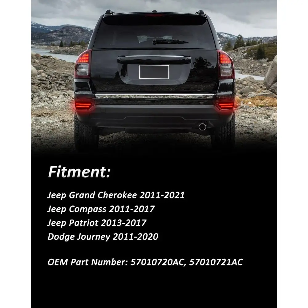 ضوء عاكس للمصد الخلفي 4 في 1 لسيارة جيب جراند شيروكي، كومباس، باتريوت، ودودج جورني (2011-2021) - يعمل على تشغيل، B