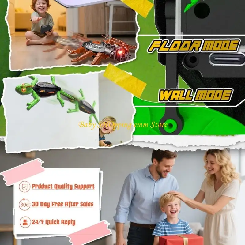 23GD Wall Crawling Toy con geckos muro regalos educativos LED Geckos, Robot control remoto recargable Juguete