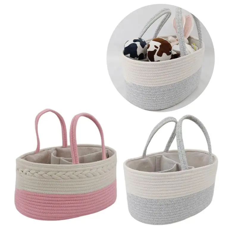 

Портативная сумка для мамы, сумка для подгузников из хлопковой веревки, сумка для детских товаров, корзина-органайзер для детских подгузников, штабелируемы