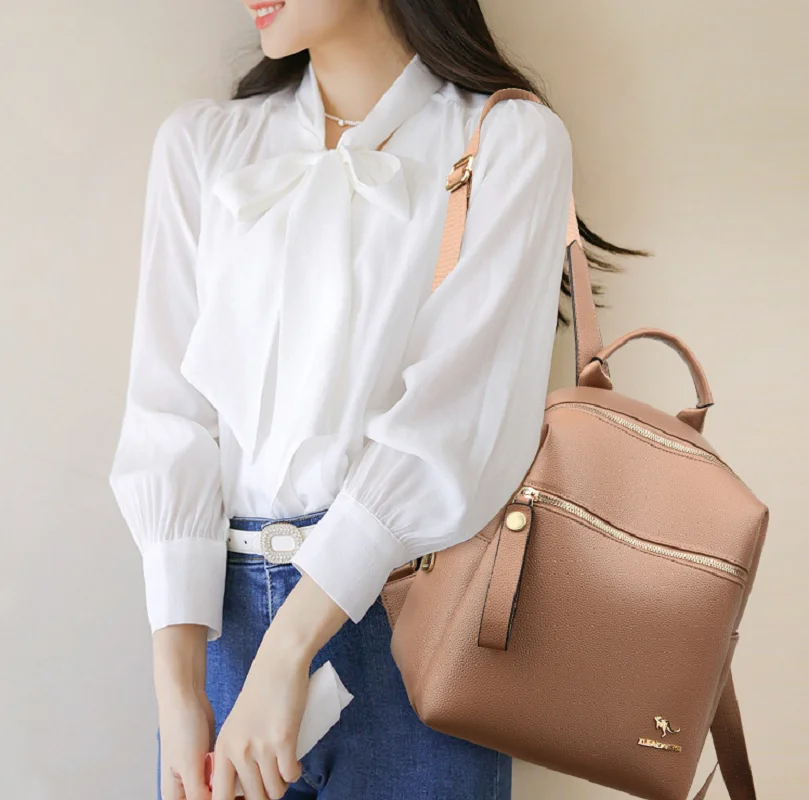 Hot Sale Fashion Korean New Women's High Quality Soft Leather Backpack Casual Travel Shoulder Bags Large Capacity School Bag