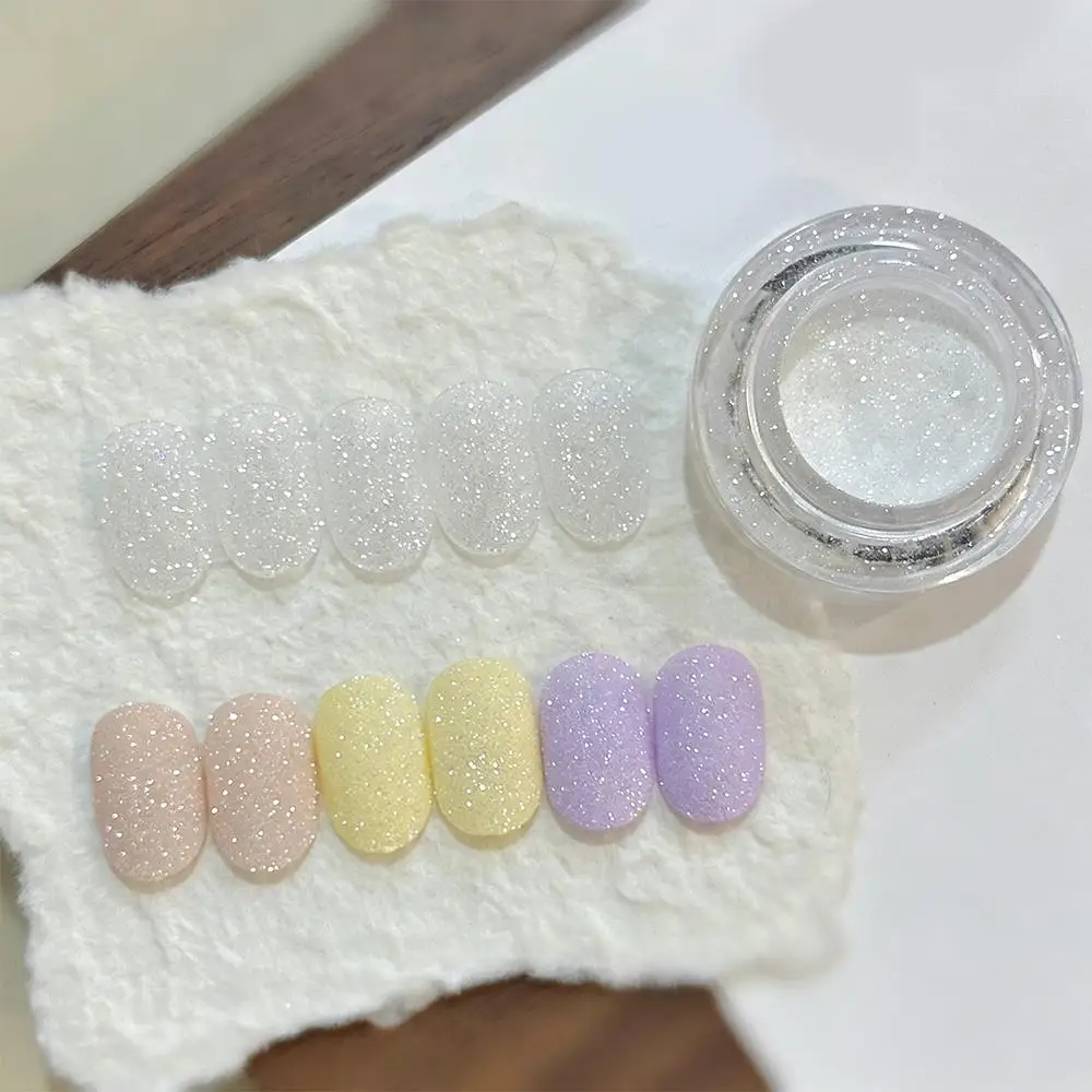 1 Pote (0,5g) de Pó de Açúcar Branco para Unhas, Efeito Brilhante de Revestimento de Doce, Pó de Diamante Triturado para Unhas, Pó para Manicure com Glitter e Decoração