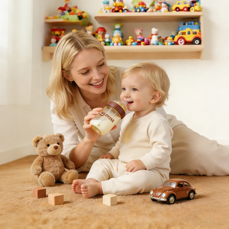 Neue 240ml/160ml PPSU Babyflasche & Sauger, Weithalsflasche mit Luftausgleichsventil am Boden, Hitzebeständige Milchflasche – Detail 5